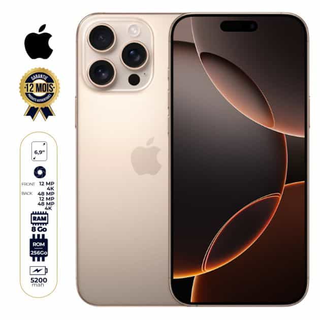 iPhone 16 Pro Max 256GB | A18 Pro, 6.9” Super Retina XDR, ProMotion 120Hz, Wi-Fi 7