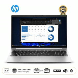 HP ProBook 450 G10 (i7-1355U, 16GB, 512GB) HP ProBook 450 G10 laptop with an Intel Core i7-1355U processor, 16GB RAM, 512GB SSD, 15.6" Full HD display, AZERTY keyboard, Windows 11, and a 6-month warranty.